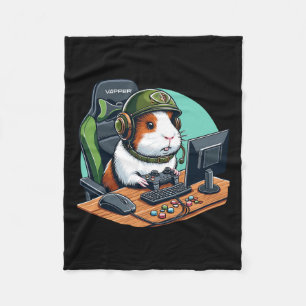 Guinea Pig Gamer Playing Video Game Wildlife Anima Fleece Blanket