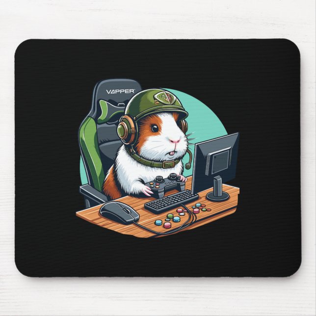 Guinea Pig Gamer Playing Video Game Wildlife Anima Mouse Pad (Front)