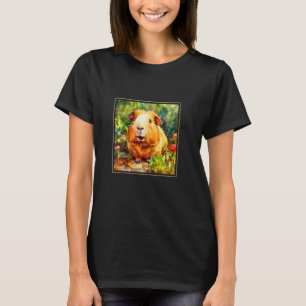 Guinea Pig Garden Flowers Painting Pet Mom Dad T-Shirt