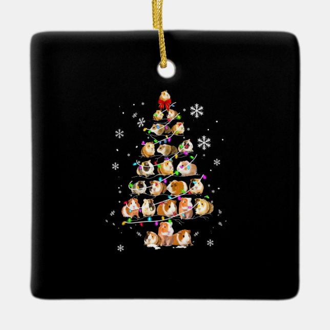 Guinea Pig Gift | Merry Christmas Guinea Pig Ceramic Ornament (Front)