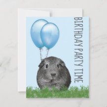 Guinea Pig Girly Blue Balloon Custom Birthday