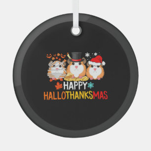 Guinea Pig Halloween Thanksgiving Christmas Glass Ornament