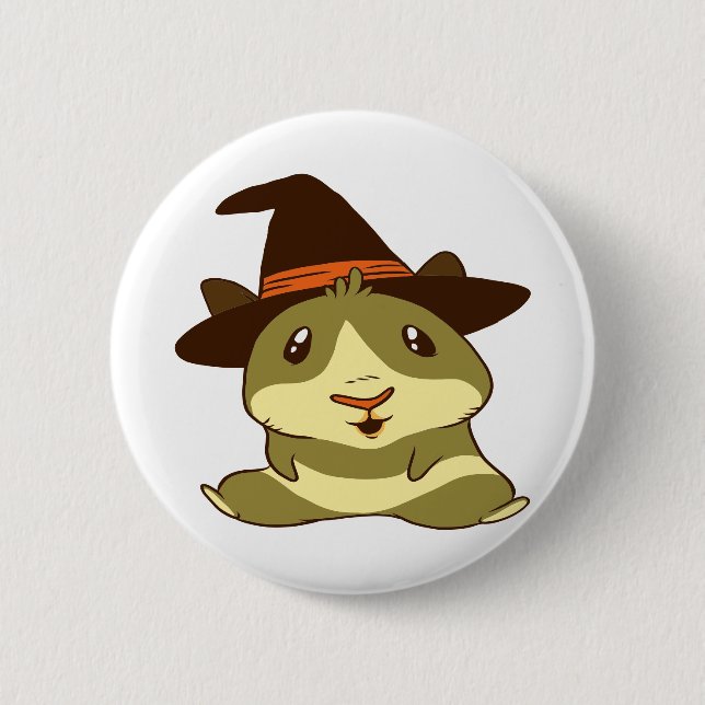 Guinea Pig Halloween Witch 2 Inch Round Button (Front)