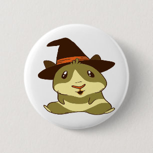 Guinea Pig Halloween Witch 2 Inch Round Button