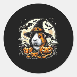 Guinea Pig Halloween Witch Art Classic Round Sticker