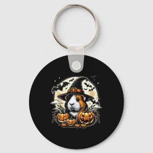 Guinea Pig Halloween Witch Art Keychain