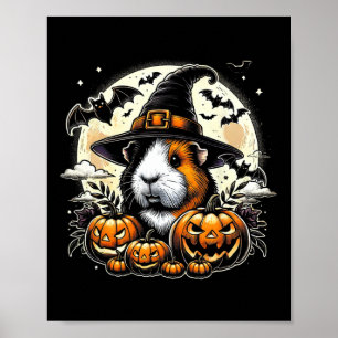 Guinea Pig Halloween Witch Art Poster