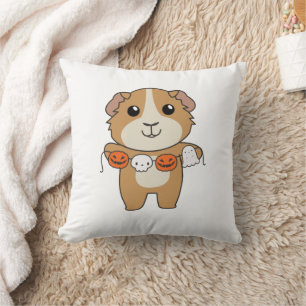 Guinea Pig Happy Halloween Pumpkin Costume Throw Pillow