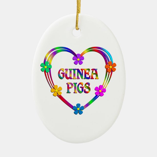 Guinea Pig Heart Ceramic Ornament (Front)