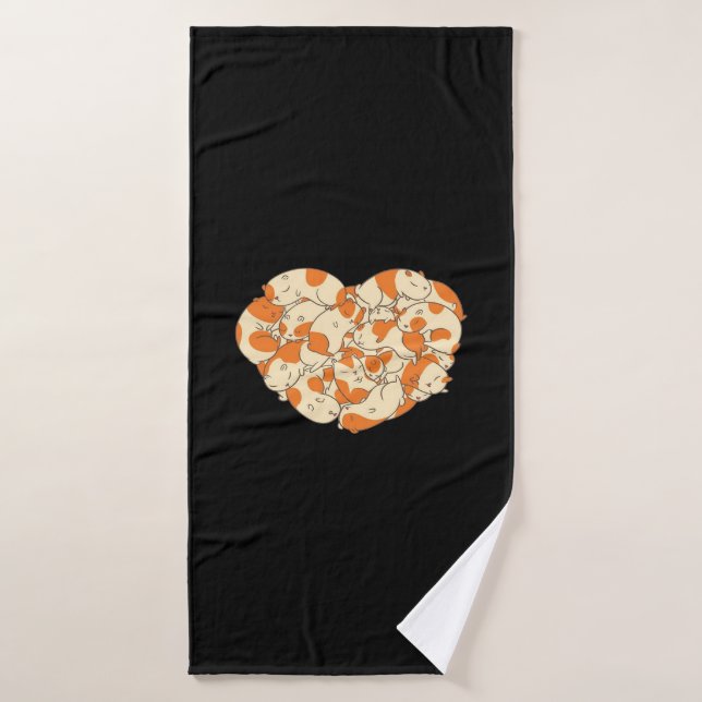 Guinea Pig Heart Love | Cute Baby Guinea Pig Bath Towel (Bath Towel)