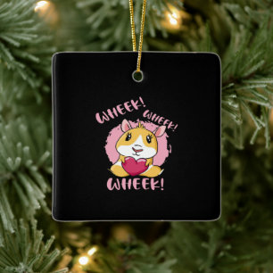 Guinea Pig Heart Wheek Cute Baby Pet Lover Ceramic Ornament
