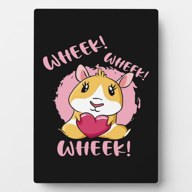 Guinea Pig Heart Wheek | Cute Baby Pet Lover Plaque (Front)