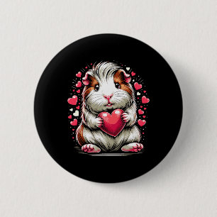 Guinea Pig Holding Heart Valentine's Day Cute Vale 2 Inch Round Button