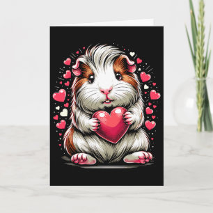 Guinea Pig Holding Heart Valentine's Day Cute Vale Card