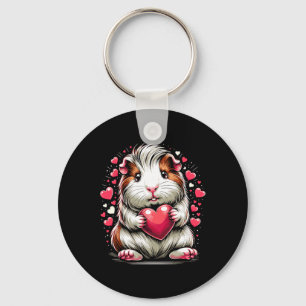 Guinea Pig Holding Heart Valentine's Day Cute Vale Keychain