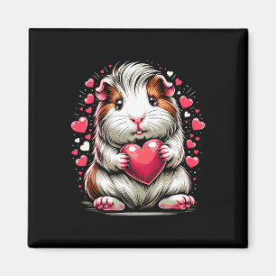 Guinea Pig Holding Heart Valentine's Day Cute Vale Magnet