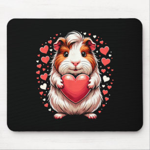 Guinea Pig Holding Heart Valentine's Day Cute Vale Mouse Pad
