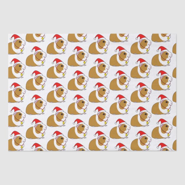 Guinea Pig in a Santa Hat at Christmas Tissue Paper (Front)