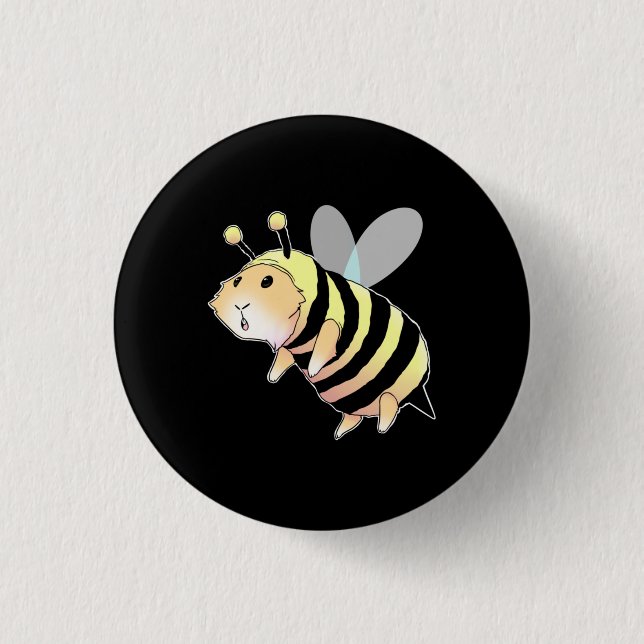 Guinea Pig In Bee Costume Funny Guinea Pig 1 Inch Round Button (Front)