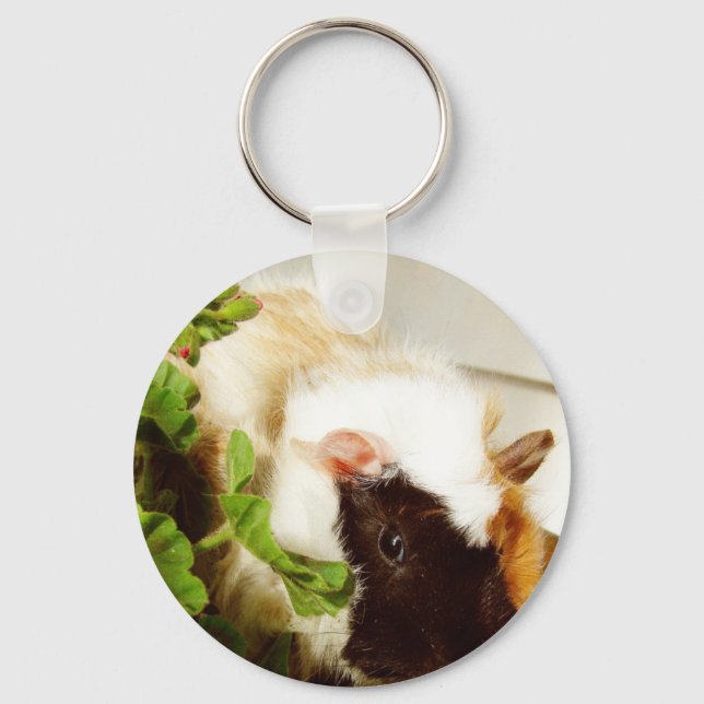 Guinea Pig in the Flowers Keychain (Front)
