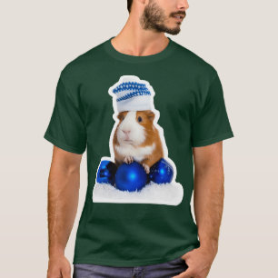 Guinea pig in winter hat over white background T-Shirt