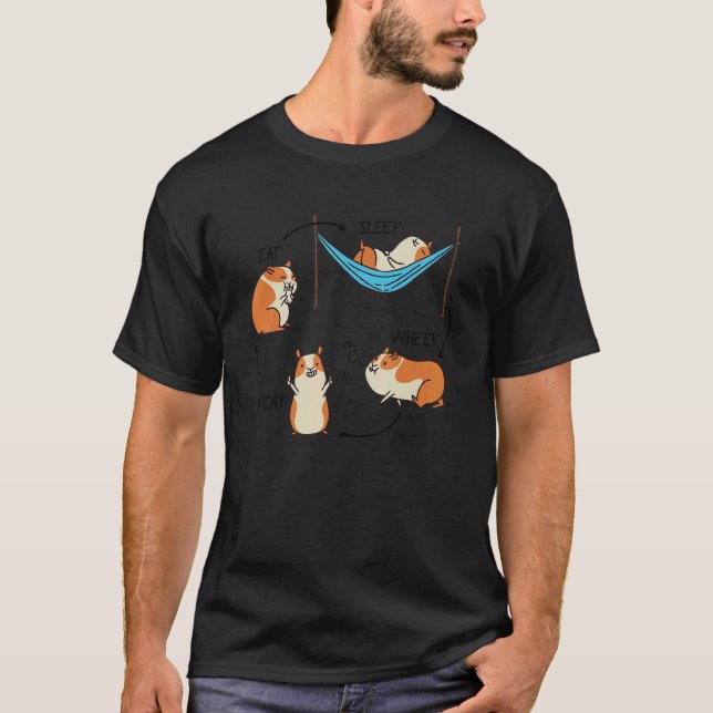 Guinea Pig Life Cycle Eat Sleep Wheek Repeat Anima T-Shirt (Front)