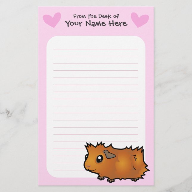 Guinea Pig Love (scruffy) Stationery (Front)