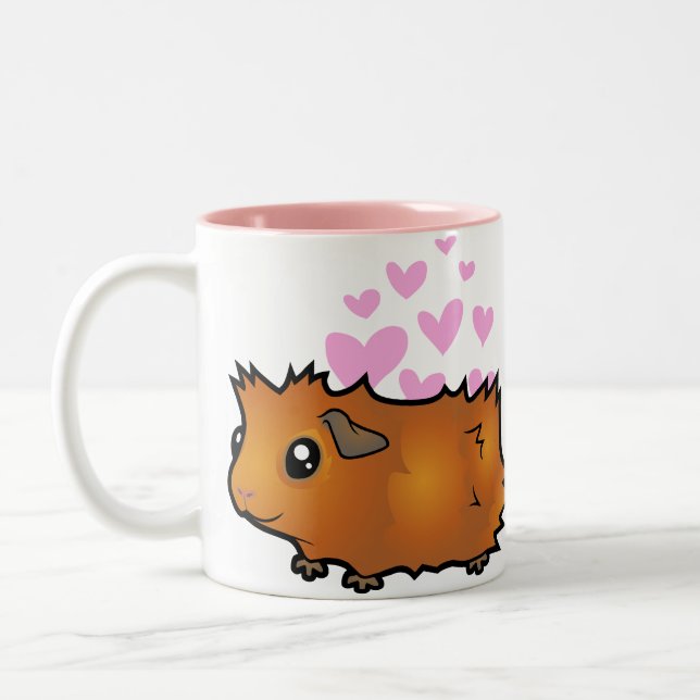 Guinea Pig Love (scruffy) Two-Tone Coffee Mug (Left)