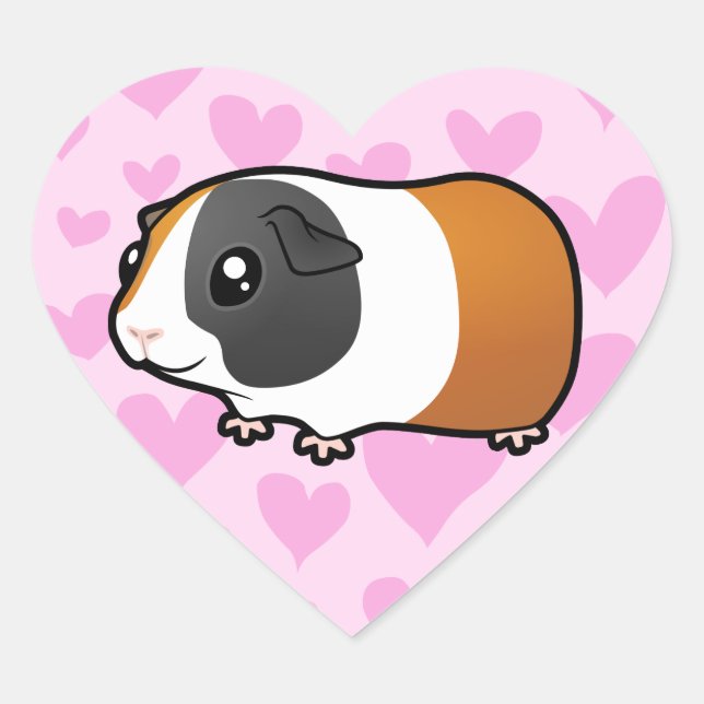 Guinea Pig Love (smooth hair) Heart Sticker (Front)