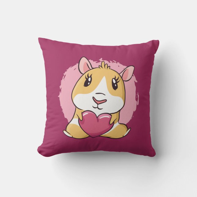 Guinea Pig Love  Throw Pillow (Front)