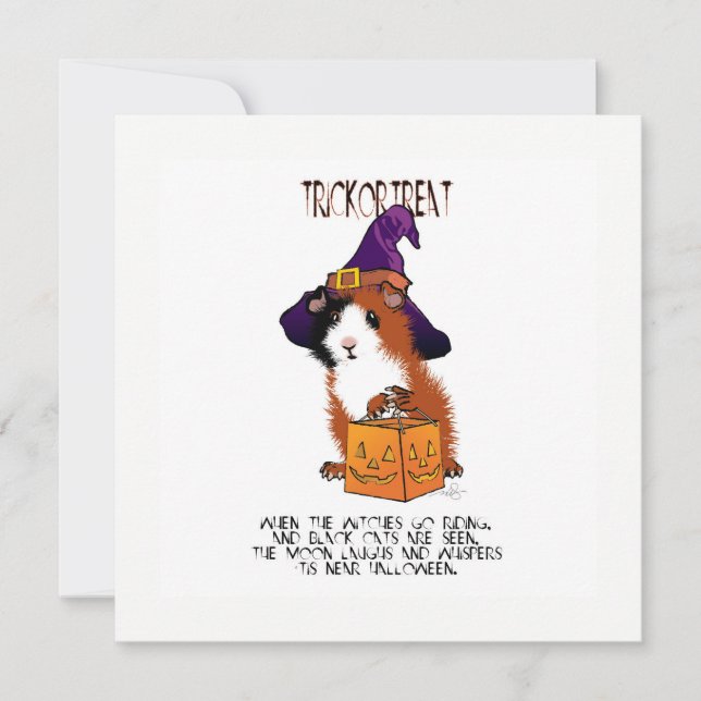 Guinea Pig 'n Pumpkin Halloween Card (Front)