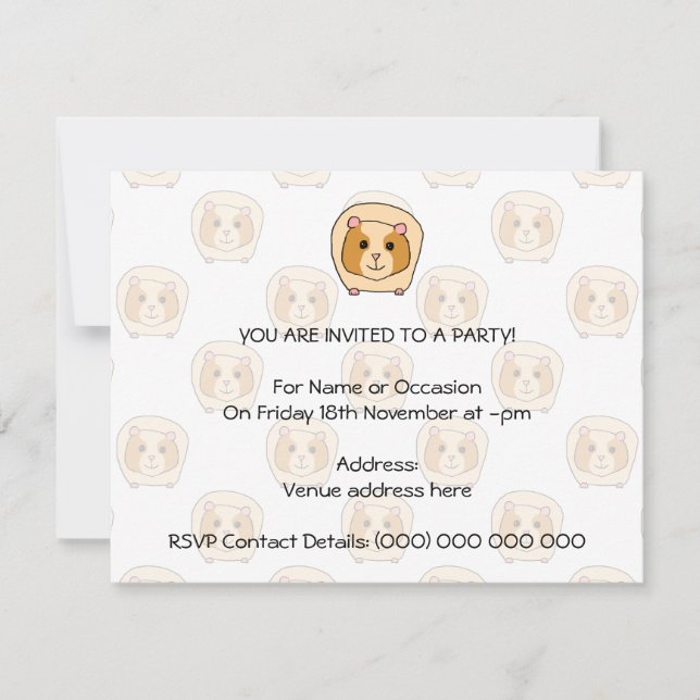 Guinea Pig on a pattern of paler Guinea Pigs. Invitation (Front)