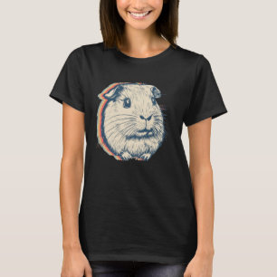 Guinea Pig Pet Retro Line Art T-Shirt