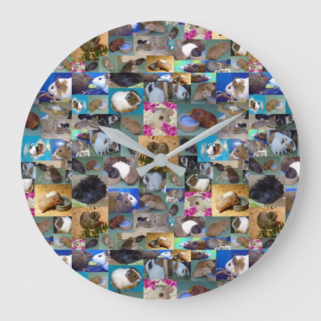 Guinea Pig Photo Collage, Large Wall Clock (Front)