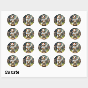 Guinea Pig Playing Cricket,  Classic Round Sticker