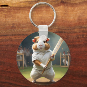 Guinea Pig Playing Cricket, Keychain
