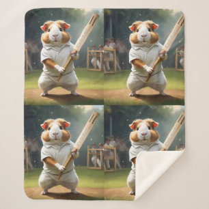 Guinea Pig Playing Cricket,  Sherpa Blanket