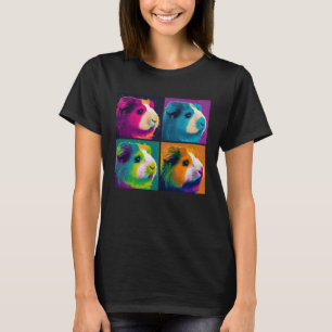 Guinea Pig Pop Illustration Colorful Animal Women  T-Shirt