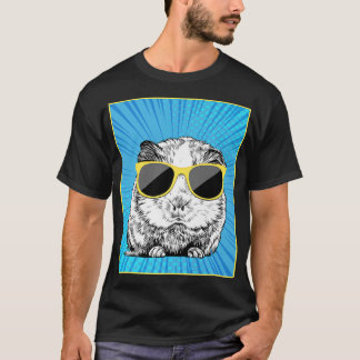 Guinea Pig Portrait Pop Art Animal with Sunglasses T-Shirt