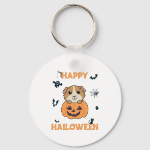 Guinea Pig Pumpkin Sweet Animals Happy Halloween Keychain