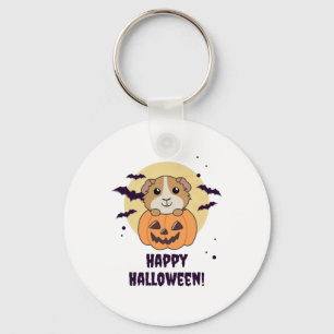Guinea Pig Pumpkin Sweet Animals Happy Halloween Keychain