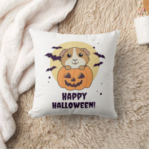 Guinea Pig Pumpkin Sweet Animals Happy Halloween Throw Pillow