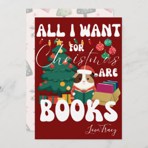 Guinea Pig Reading Book Under the Christmas Tree Holiday Card