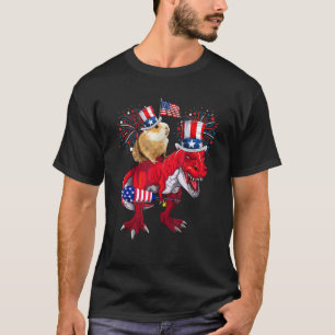 Guinea Pig Ridding T-Rex 4th Of July Fireworks Lov T-Shirt