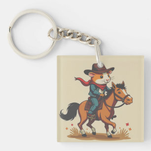 Guinea Pig Riding A Horse Keychain