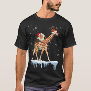 Guinea Pig Riding Giraffe Reindeer Santa Christmas T-Shirt