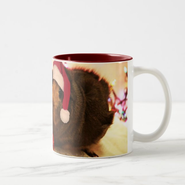 Guinea pig Santa Two-Tone Coffee Mug (Right)