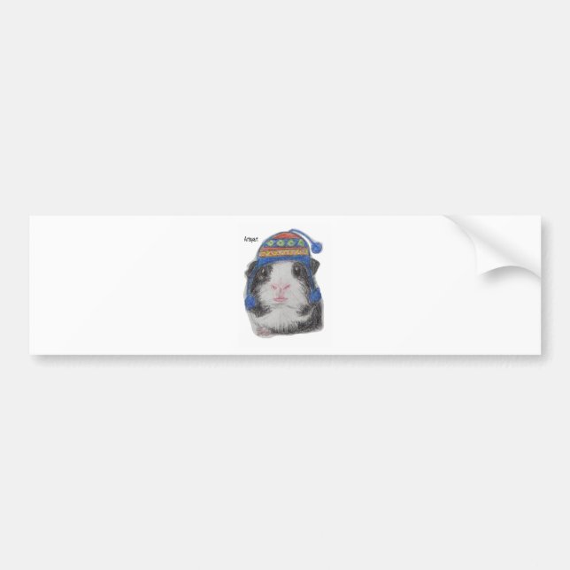 GUINEA PIG SHERPA HAT BUMPER STICKER (Front)