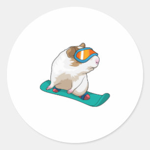 Guinea pig Snowboarder Snowboard Classic Round Sticker