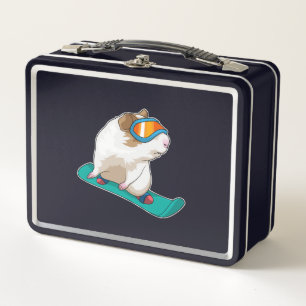 Guinea pig Snowboarder Snowboard Metal Lunch Box